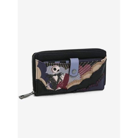 Disney The Nightmare Before Christmas Jack & Sally Sequin Wallet Zip Around - Picture 1 of 4